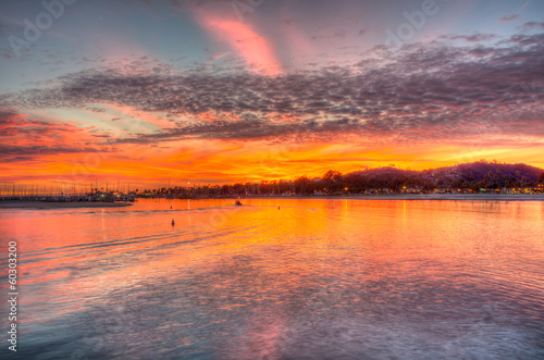 Naklejka samoprzylepna Panoramiczny widok Santa Monica o zachodzie słońca