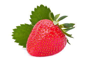 Wall Mural - Strawberry with leaf