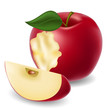 Bitten apple and apple slice
