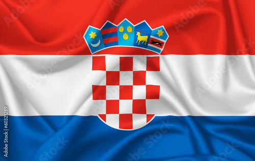 Board z aluminiowym obramowaniem Flaga Chorwacji macha z jedwabisty wygląd