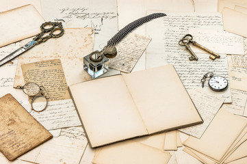 old letters and postcards, vintage accessories and handwriting
