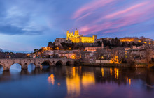 St. Nazaire Cathedral And Pont Vieux In Beziers, France