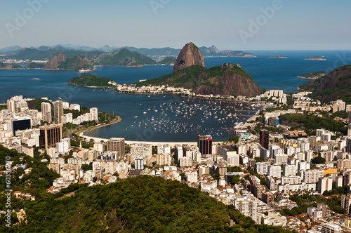 Board z aluminiowym obramowaniem Góra sugarloaf, skyline rio de janeiro, brazylia