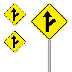 Wall Mural - three intersection sign