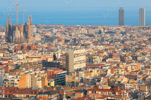 Fotoboard na płycie Barcelona w czasie zachodu słońca