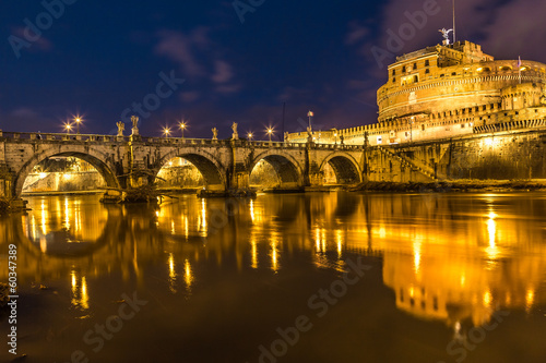 Fotoboard na płycie Nocny widok na zamek i most Sant'angelo w Rzymie, ja