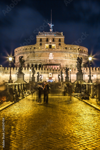 Fotoboard na płycie Nocny widok na zamek i most Sant'angelo w Rzymie, ja