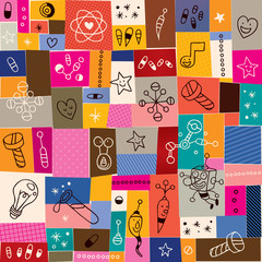 doodle invention cartoon science robot collage pattern