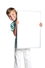 Wall Mural - Little boy with white blank