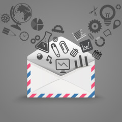 Poster - Open envelope with icons