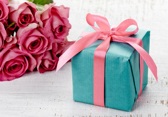 Gift box and roses