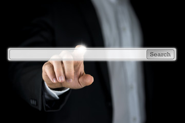Wall Mural - businessman pushing a blank search bar