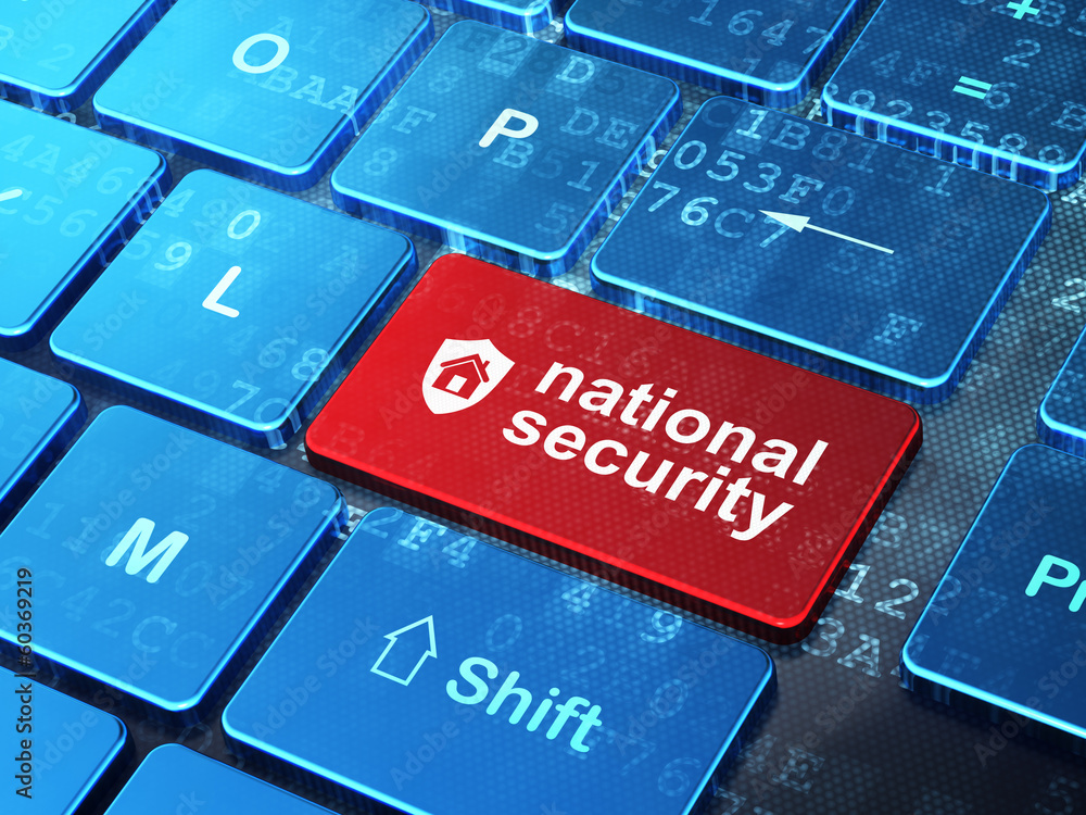Protection concept: Shield and National Security on computer Stock ...