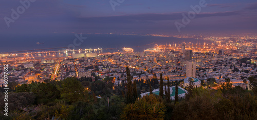 Fotoboard na płycie Widok haifa o zachodzie słońca