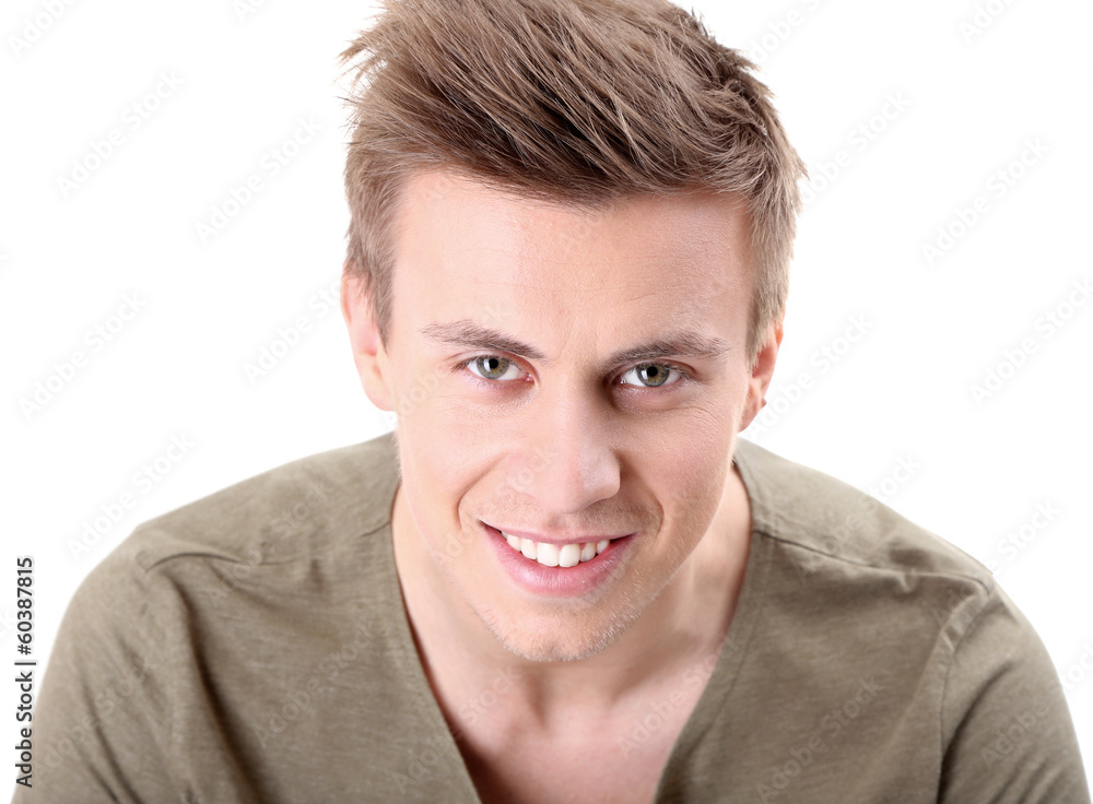 Portrait of handsome young man isolated on white