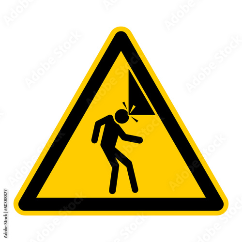 wso27 WarnSchildOrange english warning sign head injury hazard German Warnschild Warnung