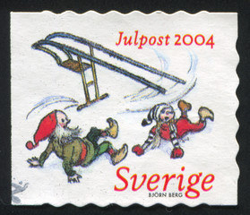 Sticker - Gnomes with chair on skis