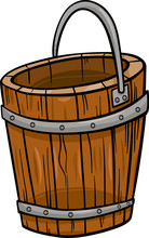 Wooden Bucket Retro Cartoon Clip Art