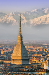 turin (torino), mole antonelliana and alps