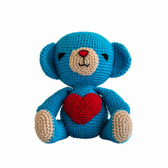 Wall Mural - handmade crochet blue bear doll