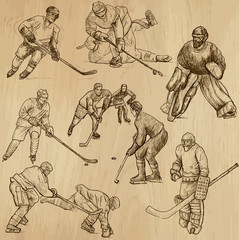 Canvas Print - Ice Hockey 2 - hand drawings into vector set