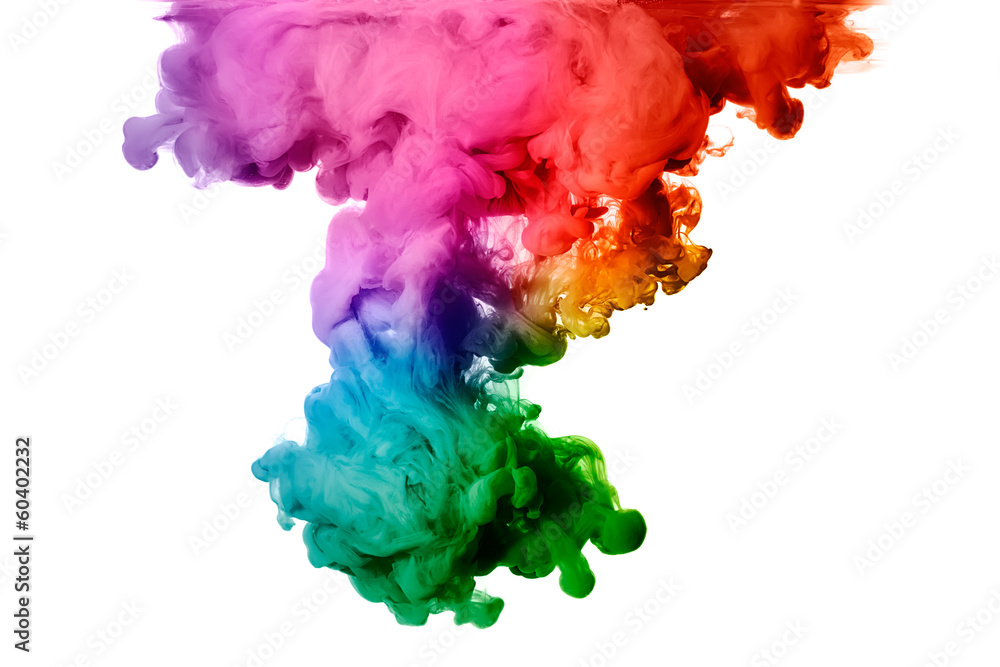 Rainbow of Acrylic Ink in Water. Color Explosion - obrazy, fototapety, plakaty 