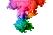 Rainbow Of Acrylic Ink In Water. Color Explosion