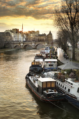 Canvas Print - Péniches sur la Seine