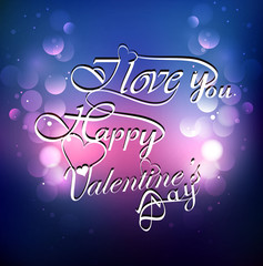 calligraphic I Love You Valentine's day text colorful background