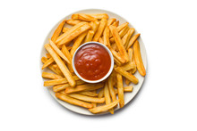 French Fries With Ketchup On Plate