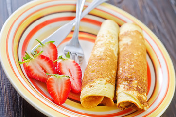 Canvas Print - pancakes with strawberry