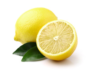 Juicy lemons with leaf