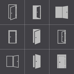 Wall Mural - Vector black door icons set