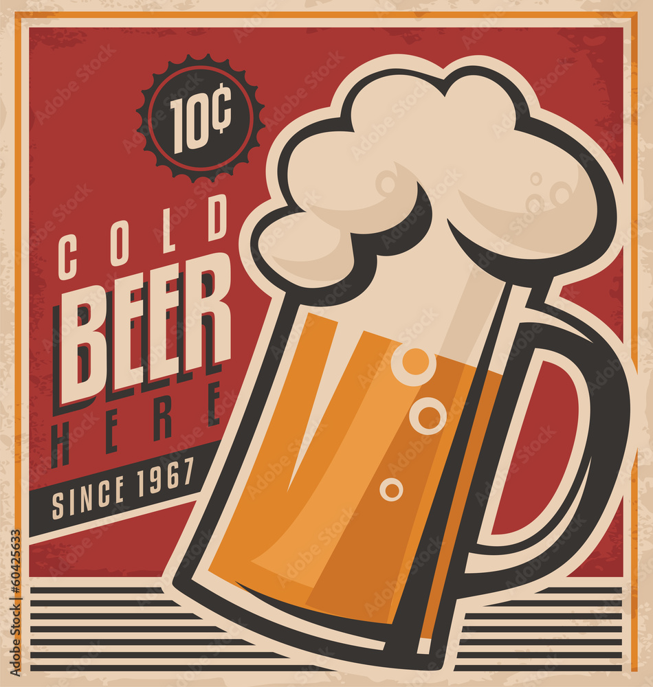 Retro beer vector poster Stock Vector | Adobe Stock