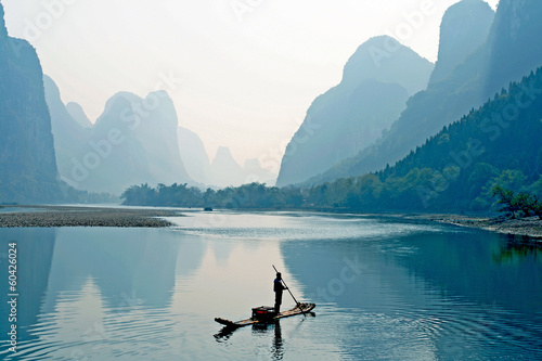 Obraz na płótnie canvas trzyczęściowy "tryptyk" Sceneria guilin
