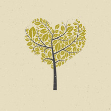 Heart Shaped Tree On Recycled Paper