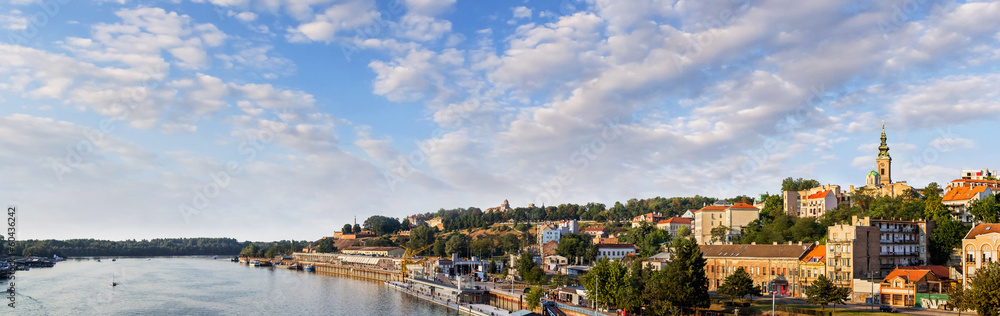 Obraz na płótnie Belgrade Tourist Port On Sava River With Kalemegdan Fortress And w salonie