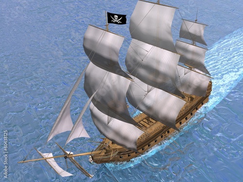 Board z aluminiowym obramowaniem Statek piracki - 3d render