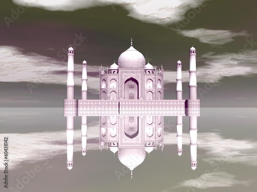 Plakat na papierze fotorealistycznym Tadź mahal mauzoleum, agra, Indie - 3d render