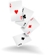 Playing cards four aces poker hand