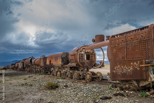 Board z aluminiowym obramowaniem Pociąg cmentarz, uyuni, Boliwia