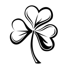 Black silhouette of shamrock. Vector illustration.