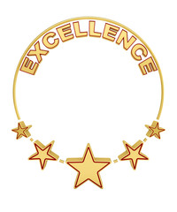 Excellence award with five stars over white