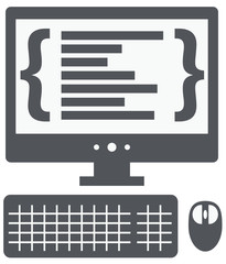 Wall Mural - vector personal computer with programming code on the screen iso