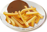 Fototapeta  - Hamburger and french fries