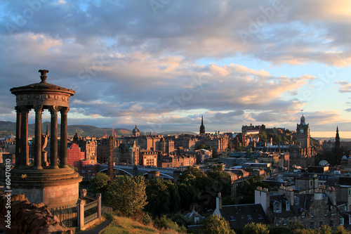 Board z aluminiowym obramowaniem Edynburg szkocja zachód słońca panoramę z Calton Hill