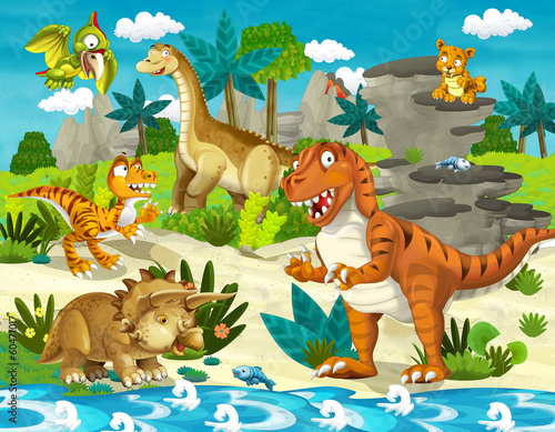 Obraz w ramie The dinosaur land - illustration for the children