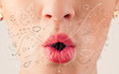 © ra2 studio - Pretty woman mouth blowing hand drawn icons and symbols