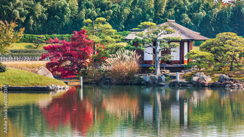 Naklejka samoprzylepna Shima-jaya herbaciarnia w koraku-en garden w okayama
