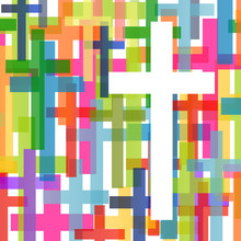 Christianity Religion Cross Mosaic Concept Abstract Background V